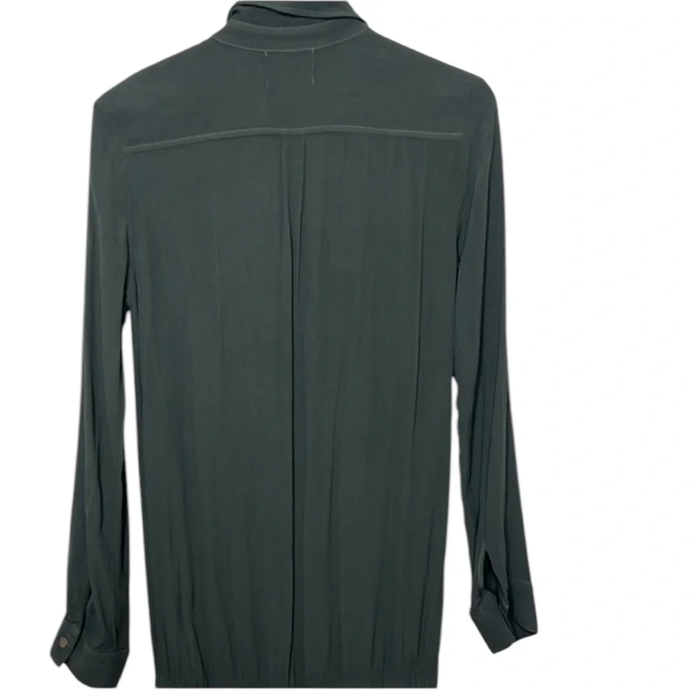 Monrow Dark Grey Crepe Long Sleeve Button Up Jumpsuit Women Size XS